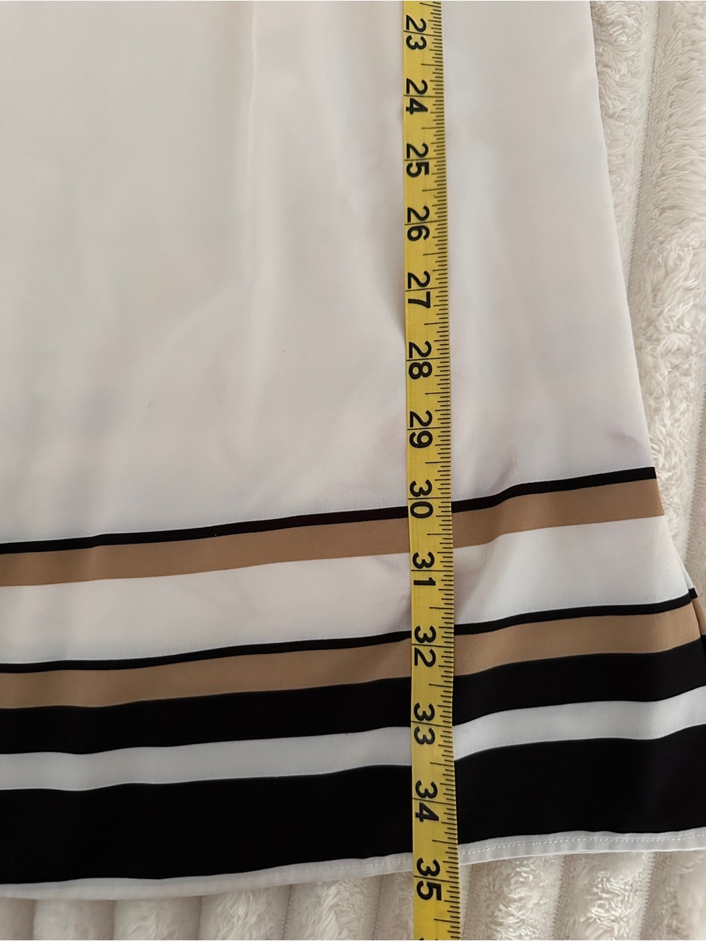 Karl Lagerfeld Paris White Midi Shirt Dress with Black and Tan Stripes - Picture 13 of 14